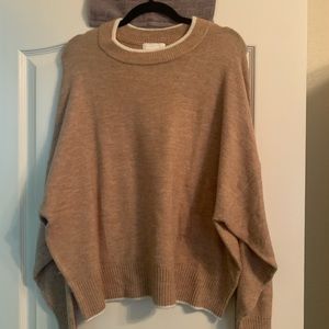 brown sweater with cream rim